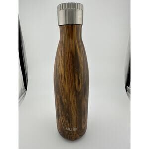 Uline Green Canteen 16 Thermal Vacuum Bottle Stainless Steel Wood Grain
